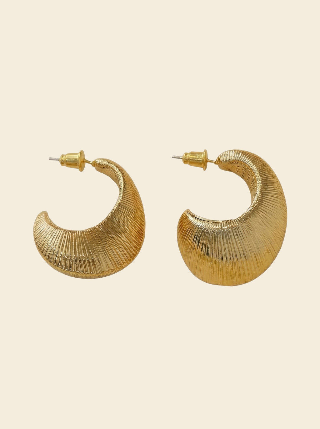 Textured Oval C-Hoop Earrings