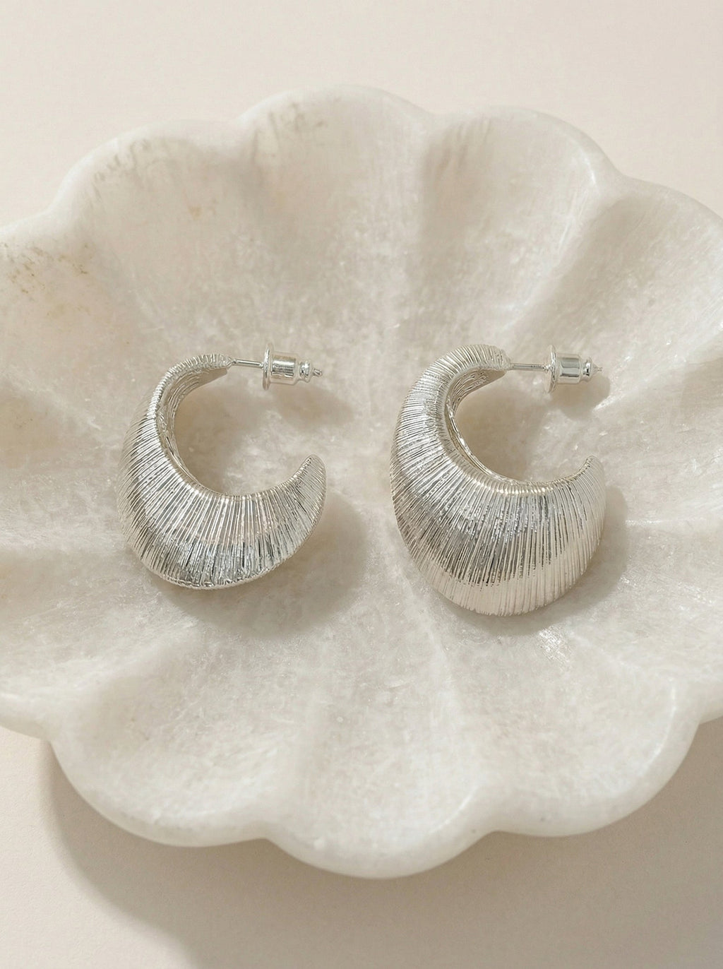 Textured Oval C-Hoop Earrings