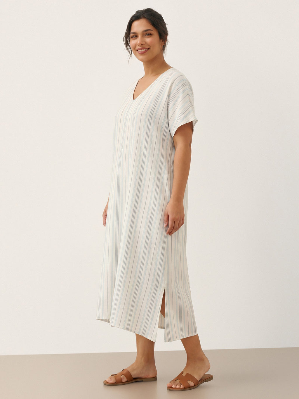 100% Linen Back-Tied Waist Maxi Dress HANA