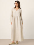 100% Linen Sculpted-Hood Caftan Maxi Dress LINETTE