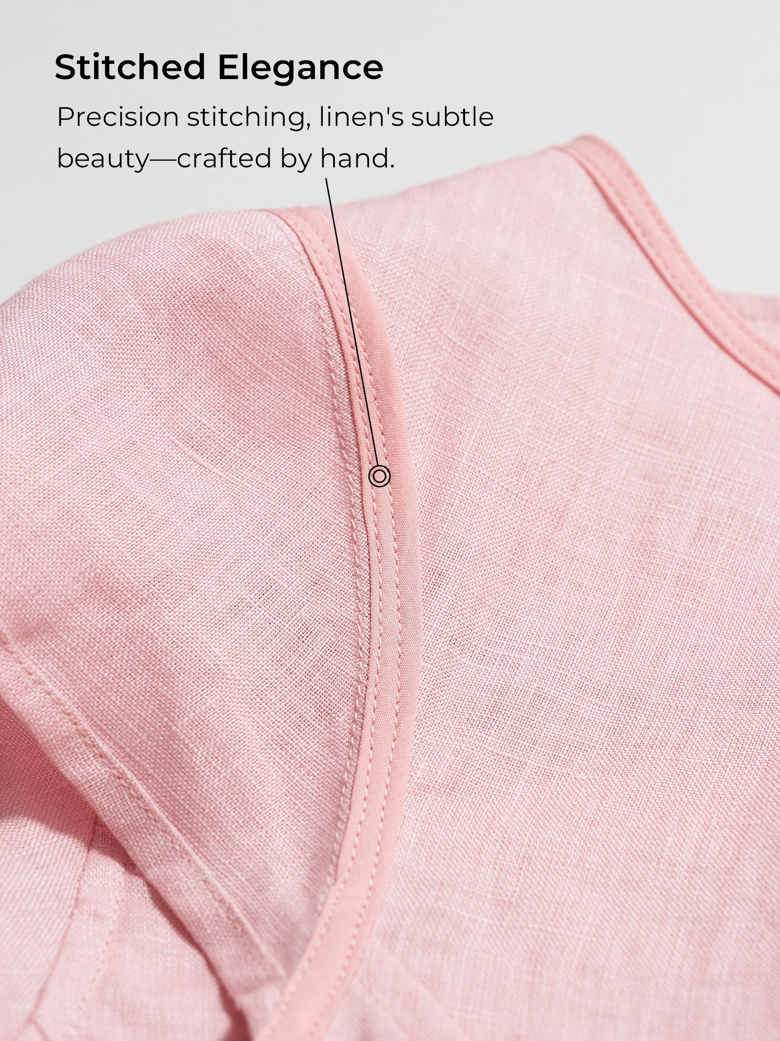 100% Linen Shell Button Pleated Crew Neck Top RENA