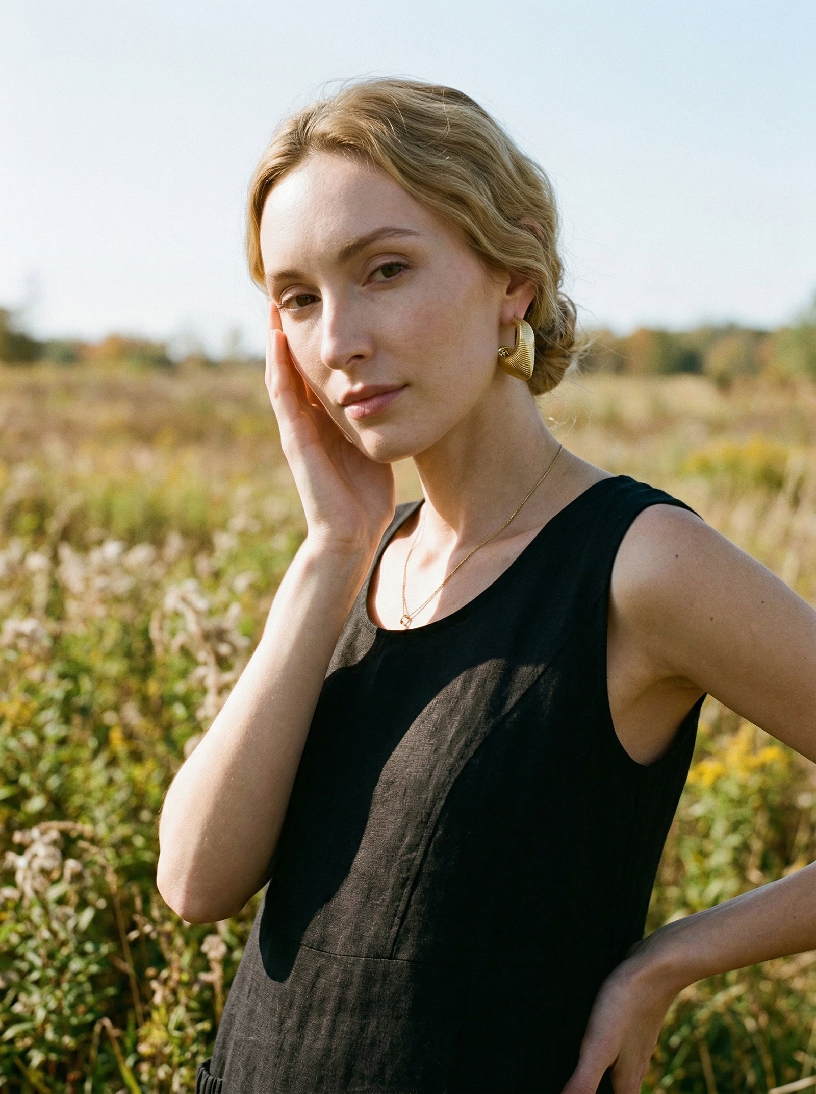 Textured Oval C-Hoop Earrings