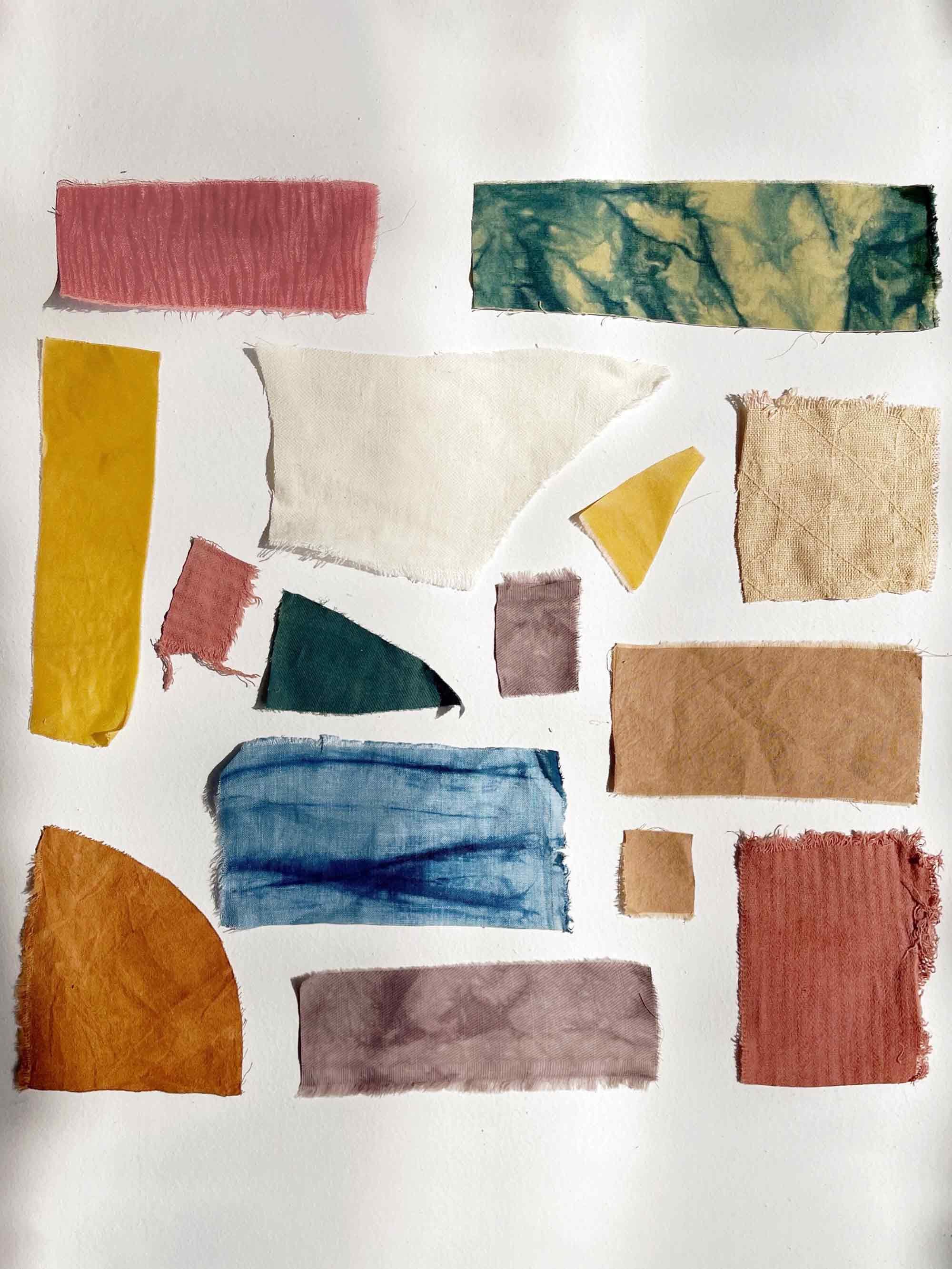 Persimmon Plant-Dyed Cotton Linen Silk Patchwork Kit (17 Swatches)