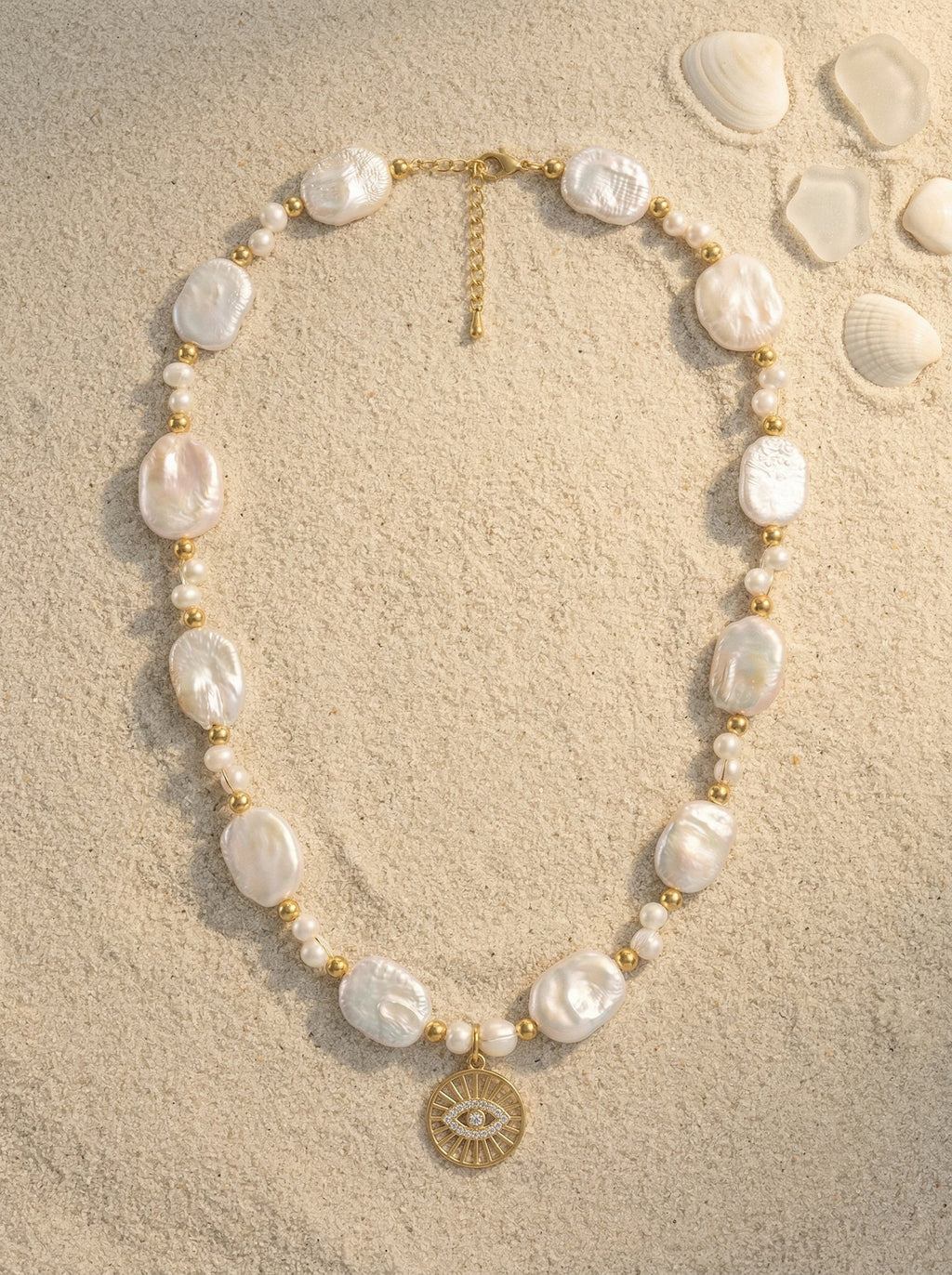 Pearl and Heart Charm Layered Necklace