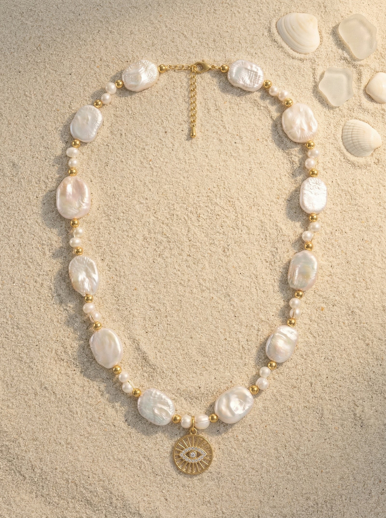 Pearl and Heart Charm Layered Necklace