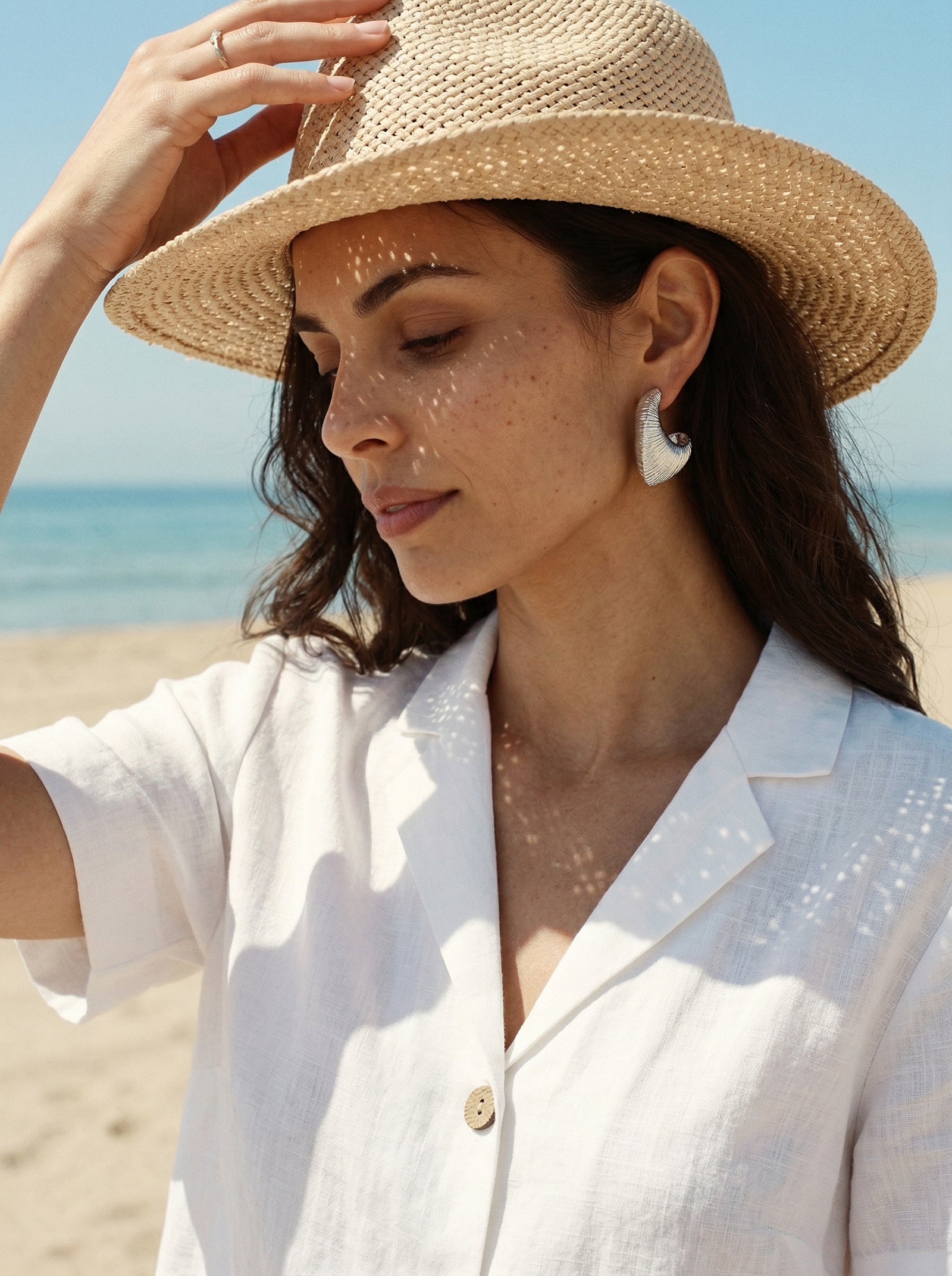 Textured Oval C-Hoop Earrings