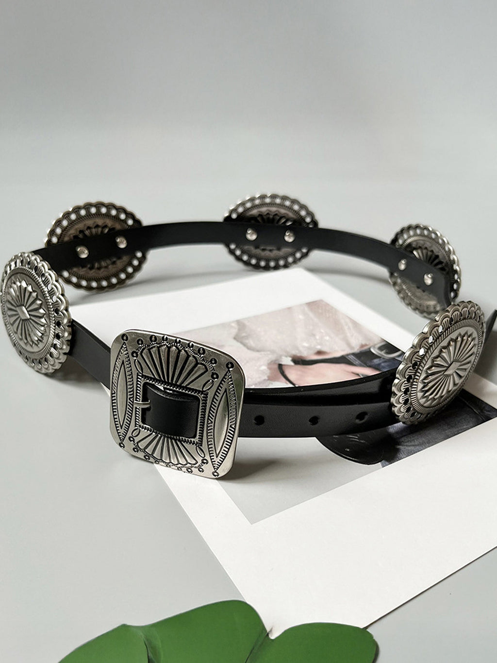 Artisanal Carved Metal Ring Buckle Belt