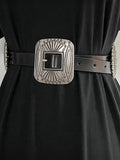 Artisanal Carved Metal Ring Buckle Belt