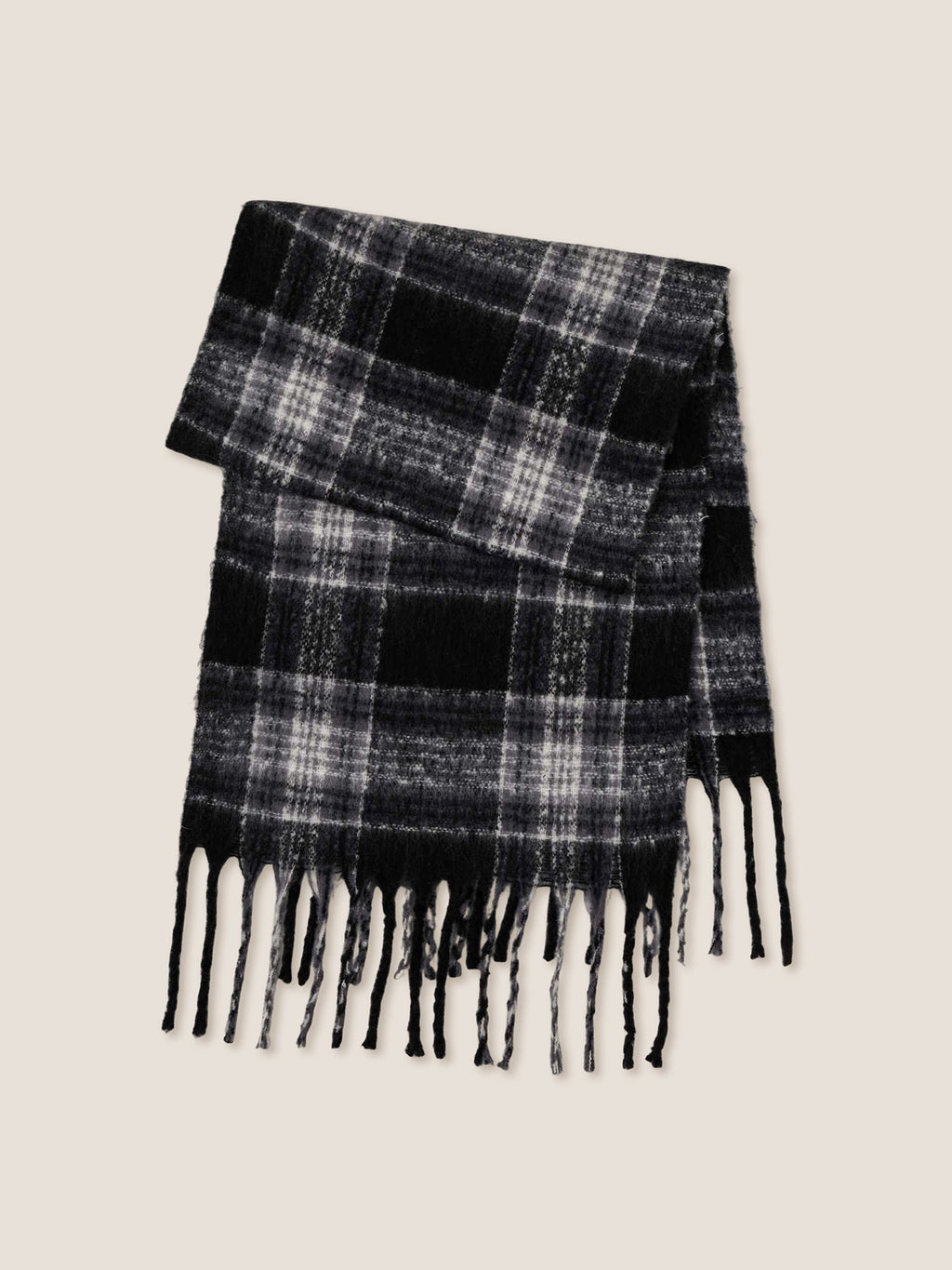Plaid Fringed Scarf