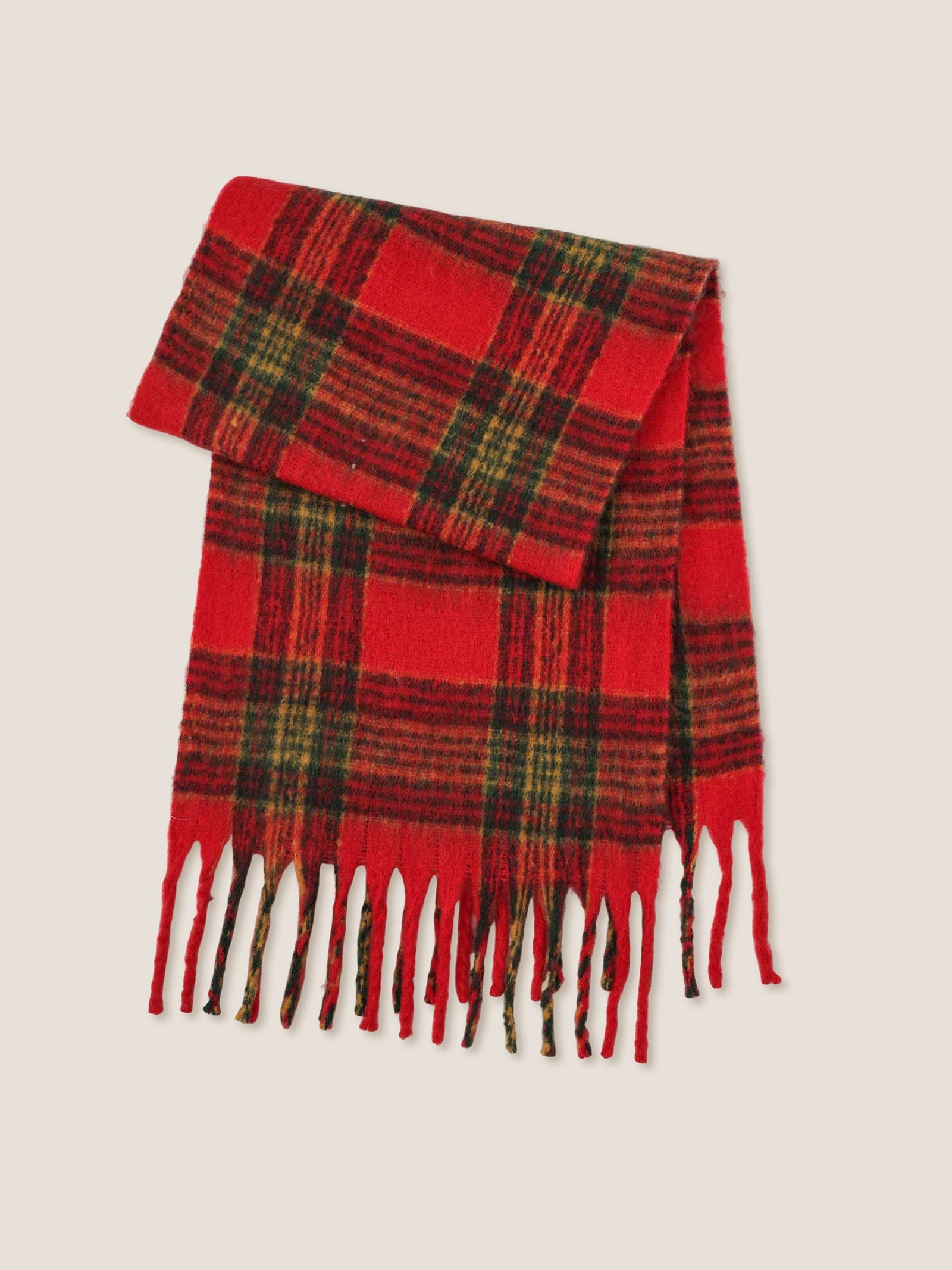 Plaid Fringed Scarf