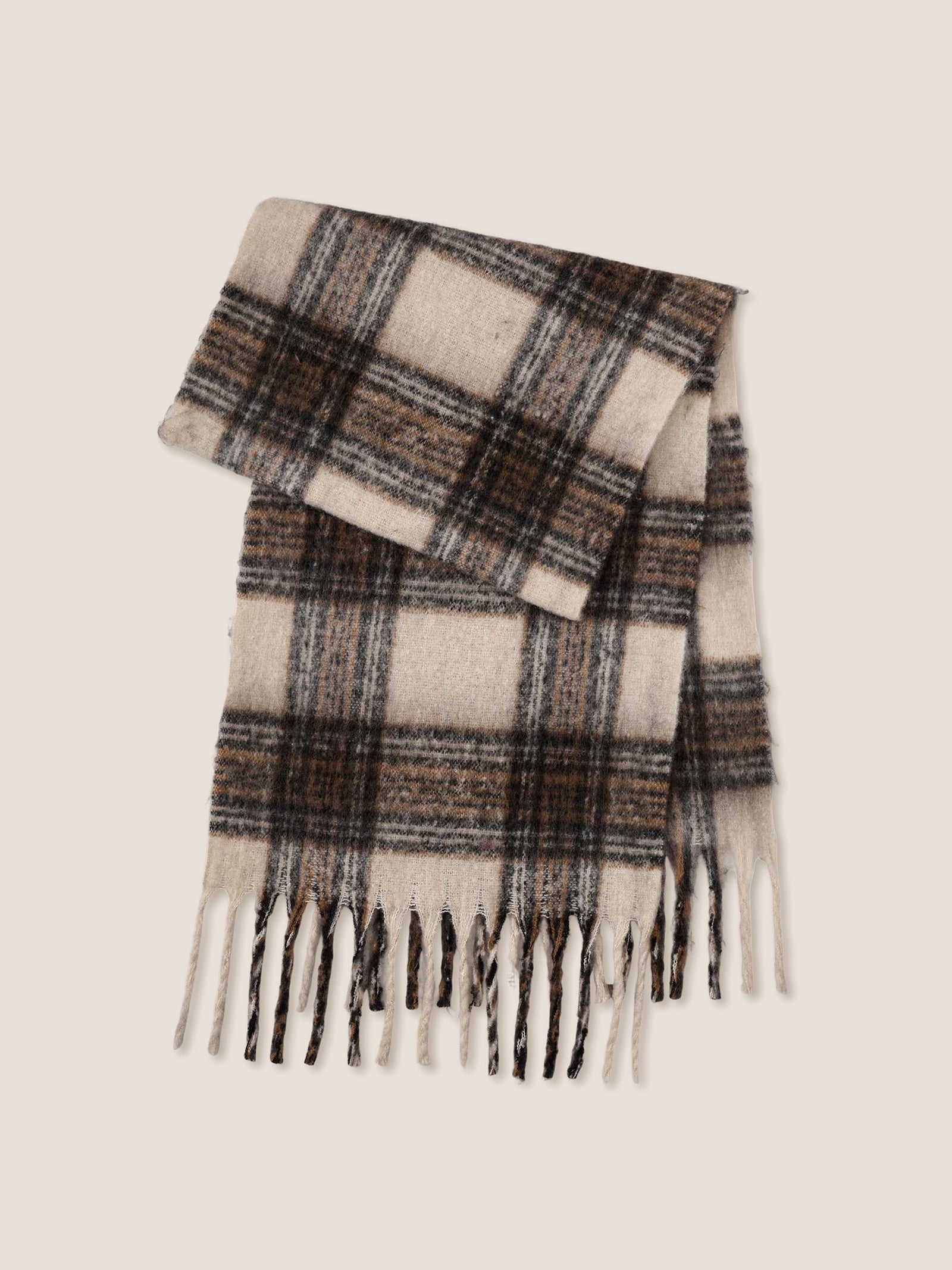 Plaid Fringed Scarf