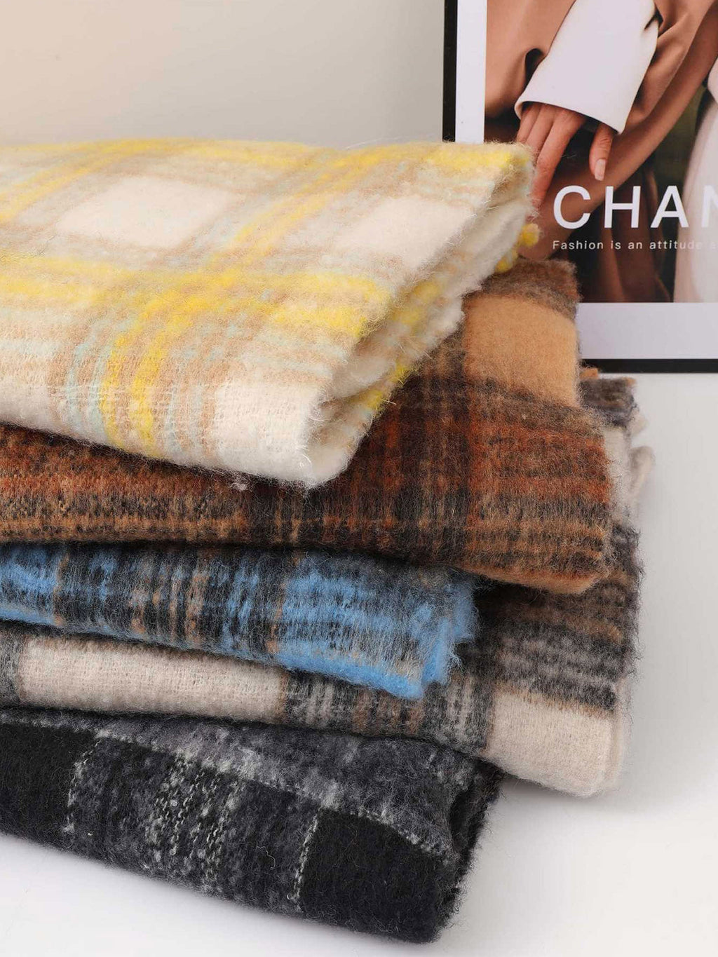 Plaid Fringed Scarf