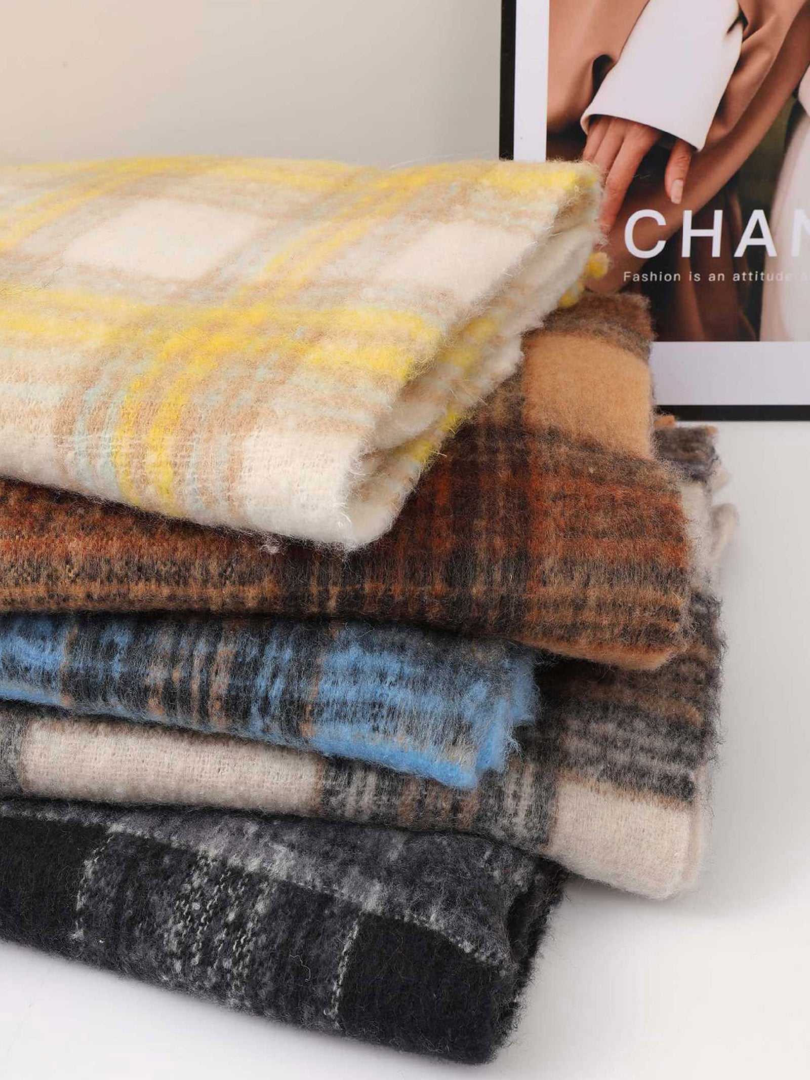 Plaid Fringed Scarf