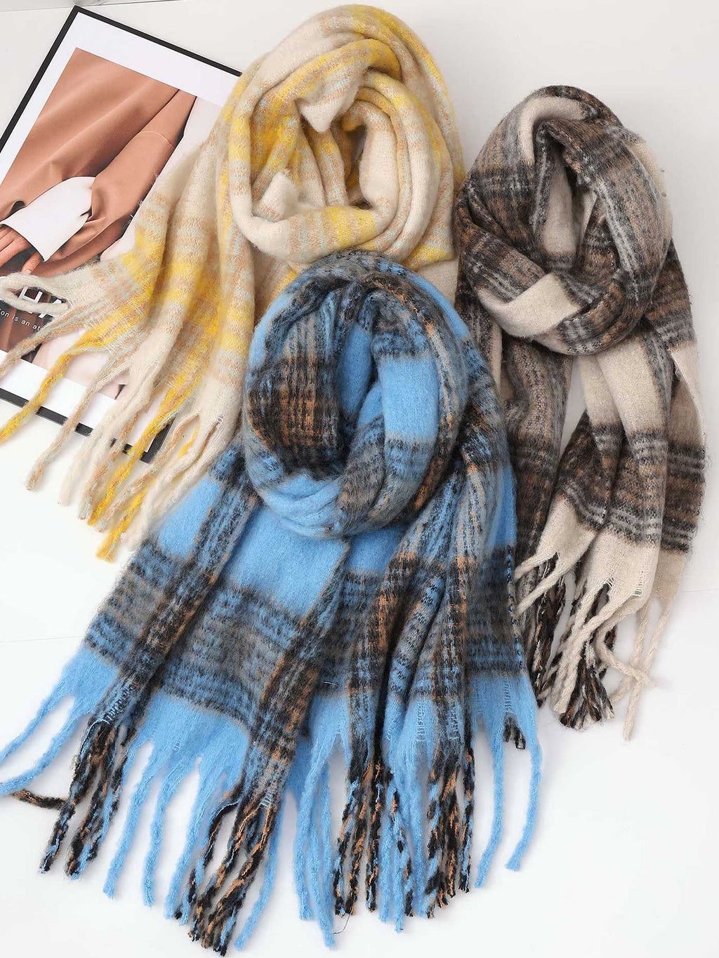 Plaid Fringed Scarf