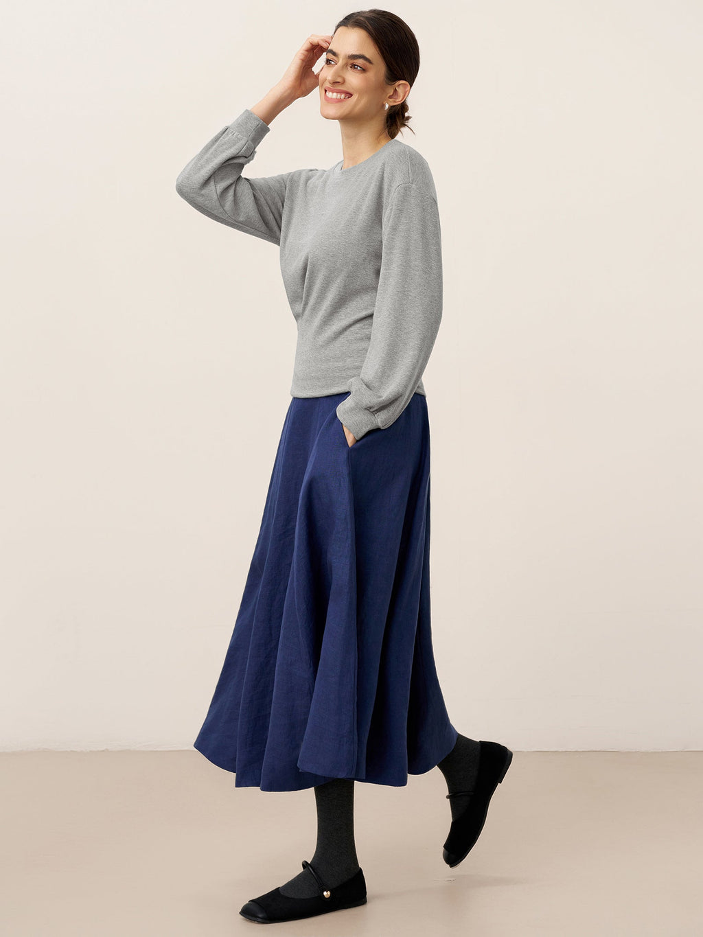 Asymmetric Ruched Stretch Knit Top CALLIOPE
