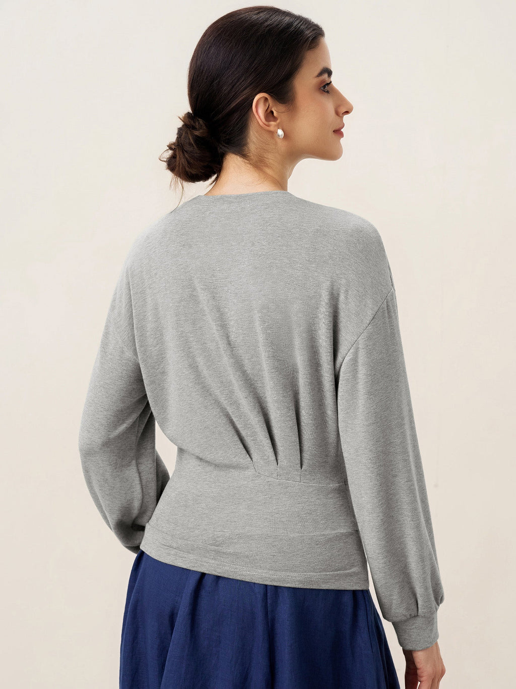 Asymmetric Ruched Stretch Knit Top CALLIOPE