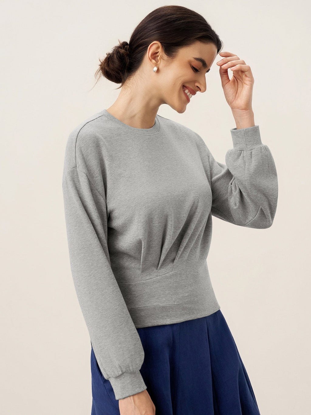 Asymmetric Ruched Stretch Knit Top CALLIOPE