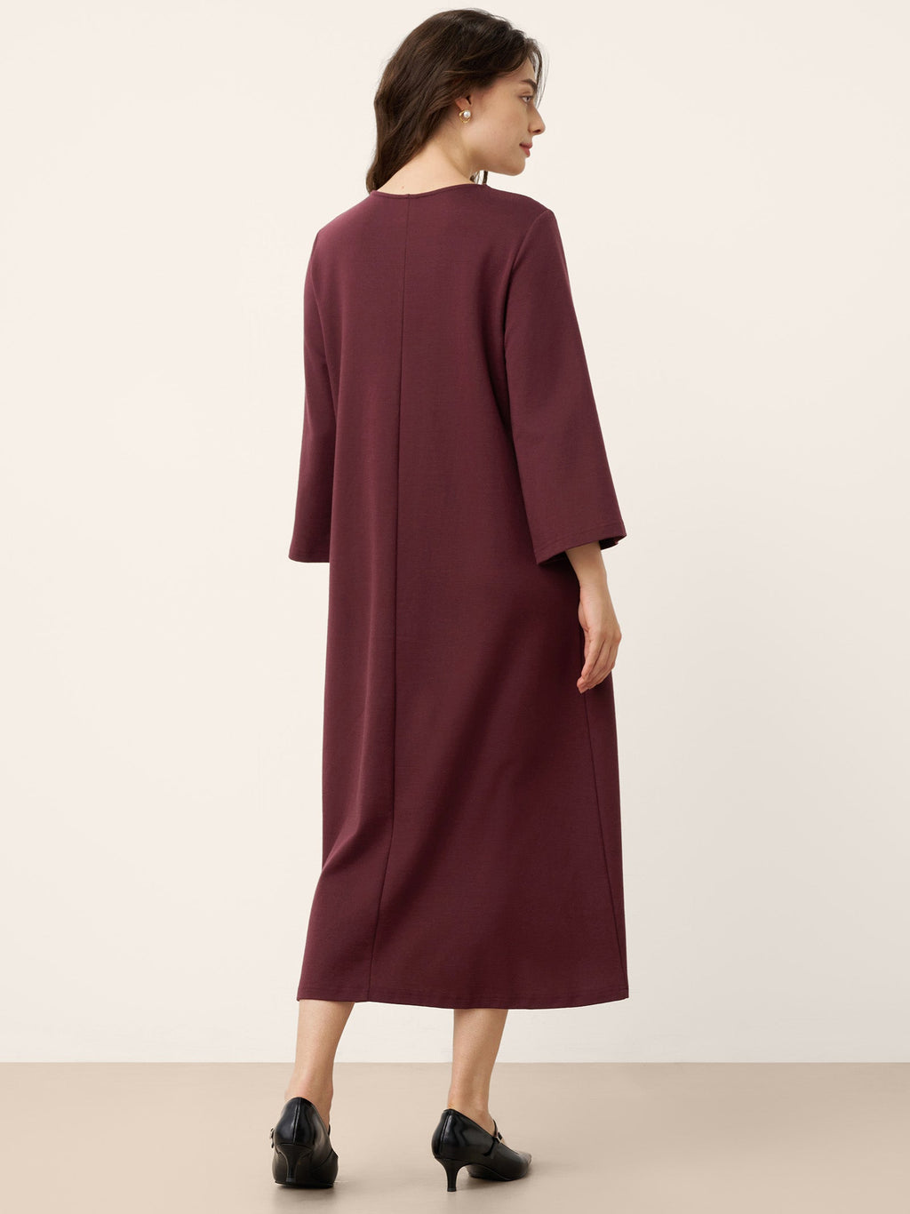 Cotton Asymmetric V-Neck Pleat Maxi Dress BELLATRIX