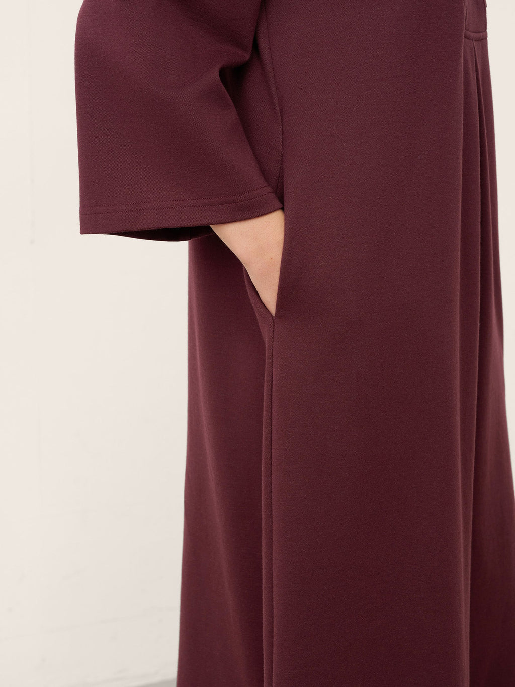 Cotton Asymmetric V-Neck Pleat Maxi Dress BELLATRIX