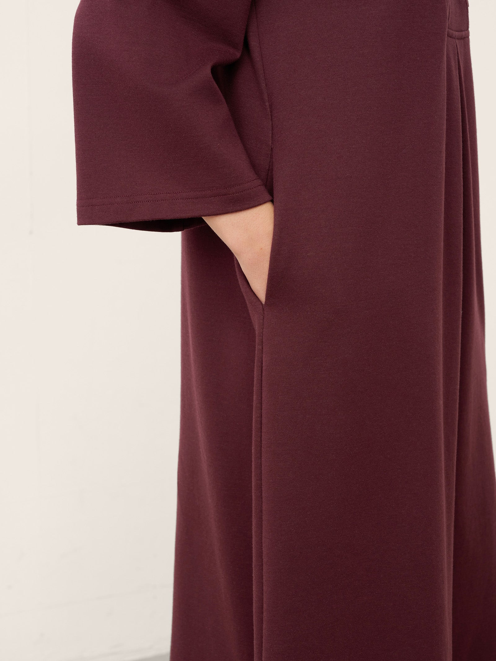 Cotton Asymmetric V-Neck Pleat Maxi Dress BELLATRIX