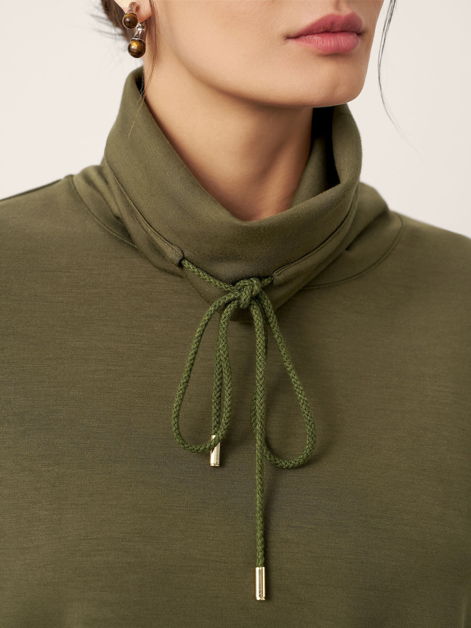Drawstring Turtleneck Long Sleeve Top CIEL