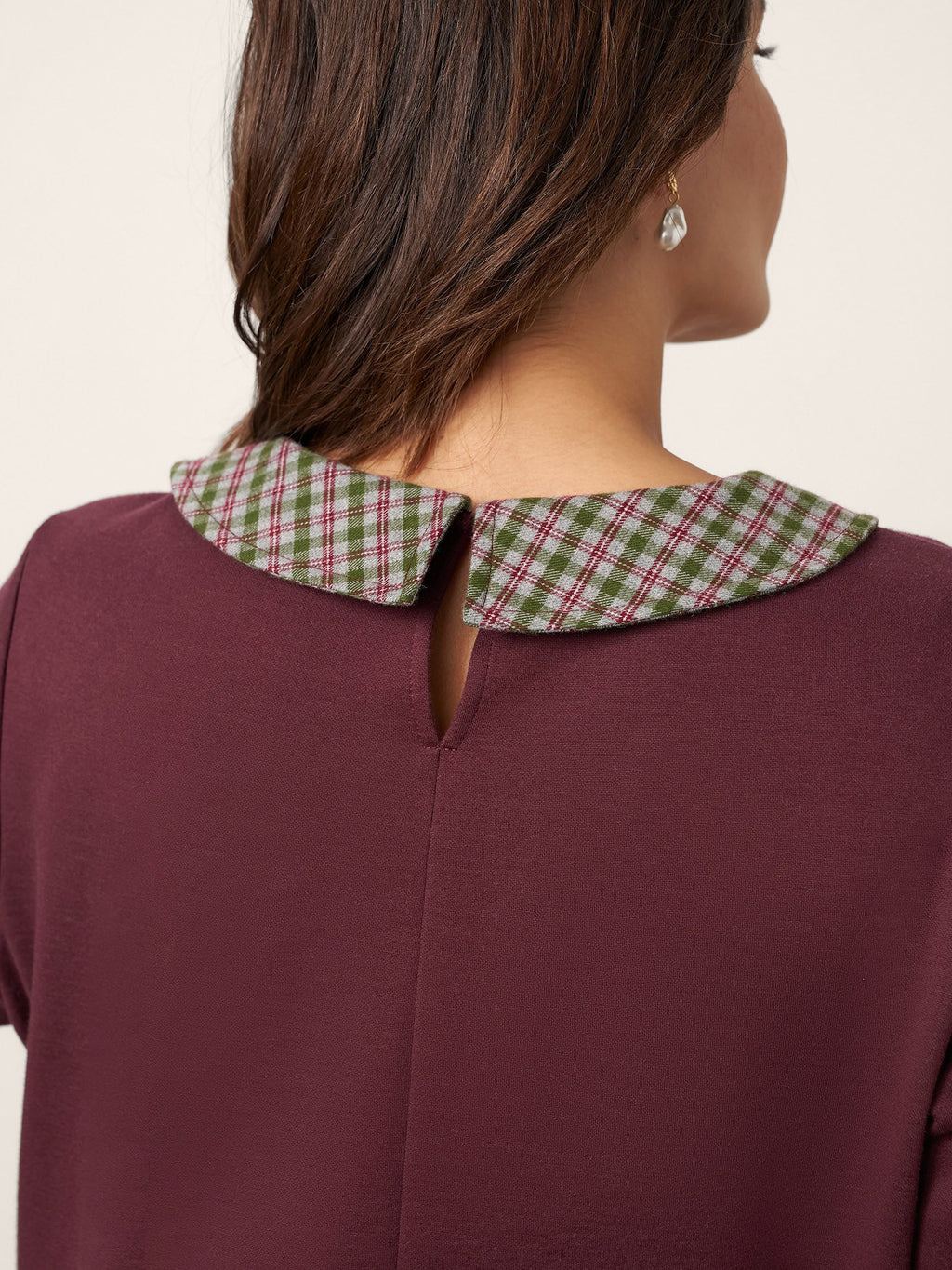 Cotton Plaid Peter Pan Collar Midi Dress CARLA