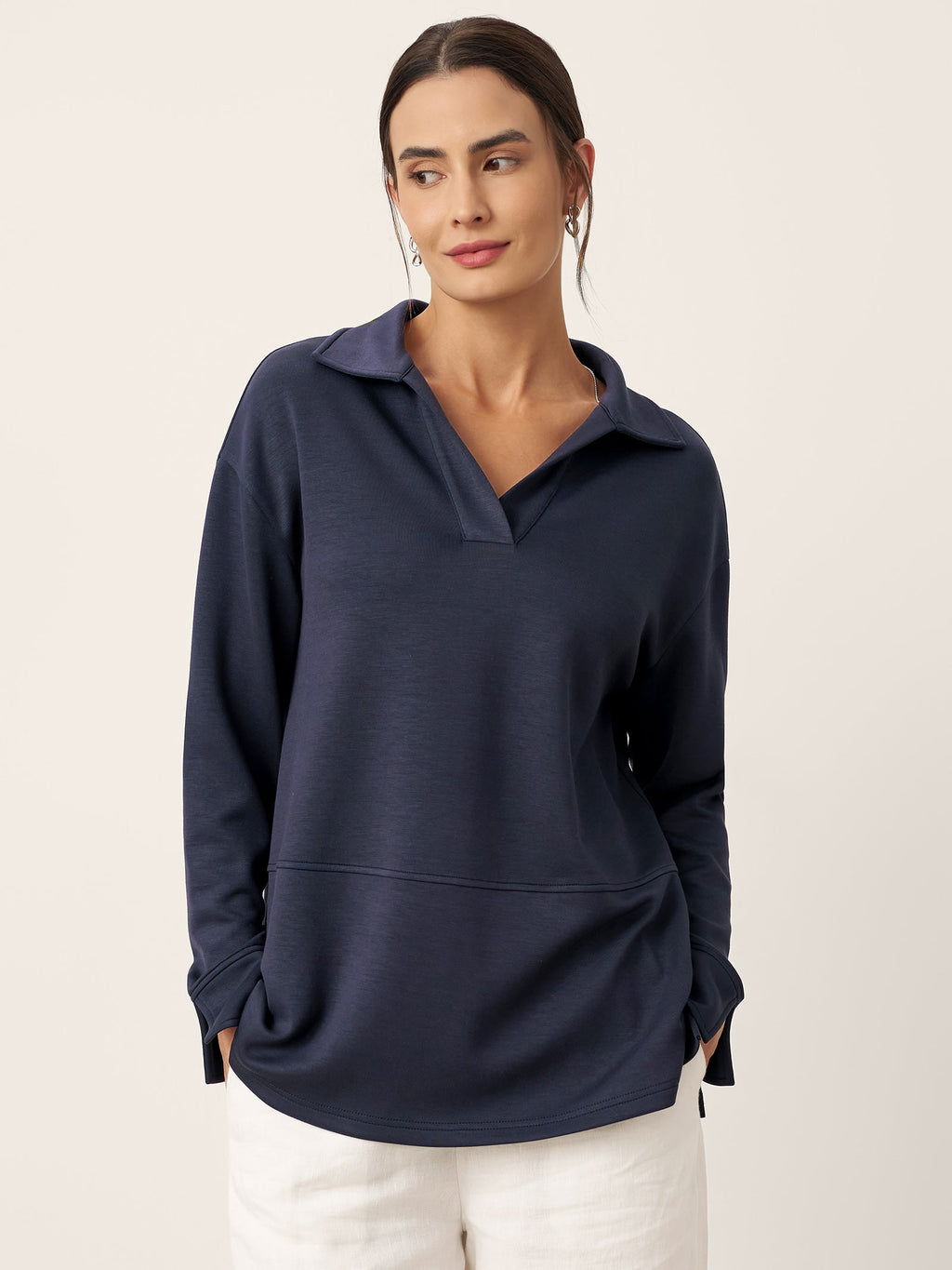 Split Hem Long Sleeve Top FAY