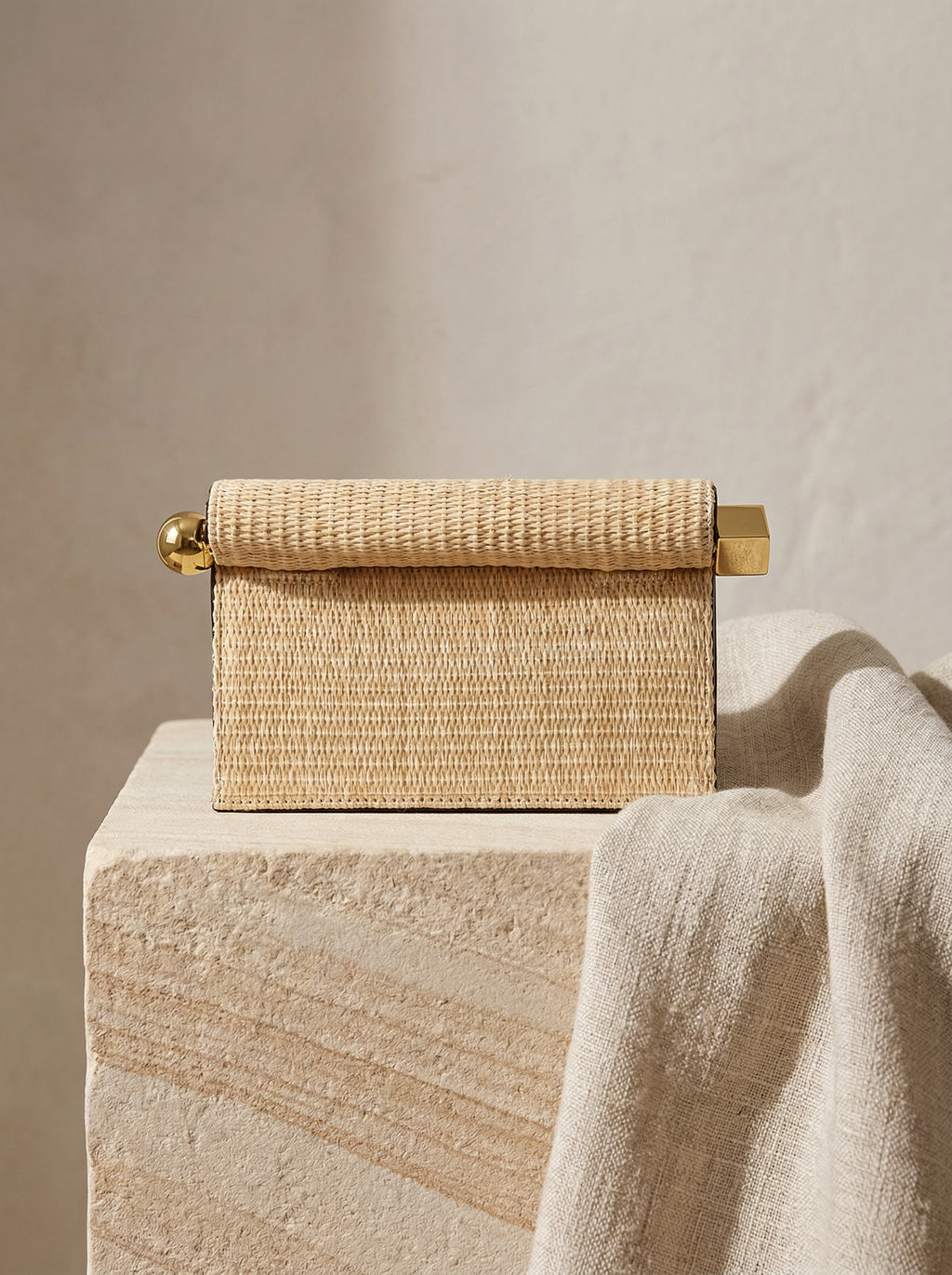 Elegant Woven Straw Foldover Clutch Natural Evening Handbag for Special Occassion