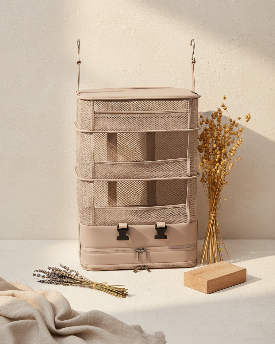 Foldable Hanging Travel Organizer Bag Multi-Layer Suitcase Packing Organizer for Clothes