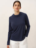 Bamboo Viscose Lapel Mock Neck Stretch Knit Top MARISOL