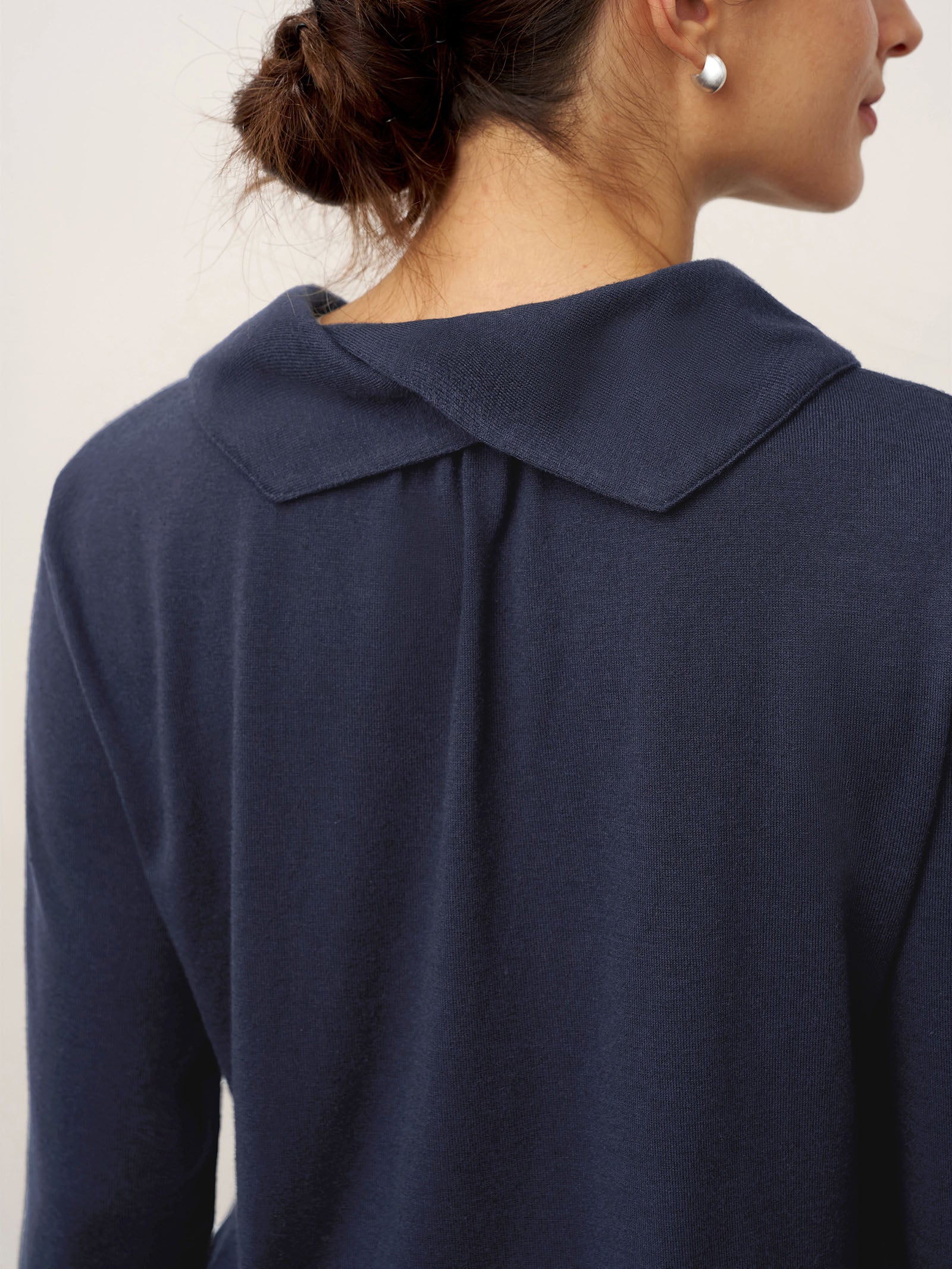 Bamboo Viscose Lapel Mock Neck Stretch Knit Top MARISOL