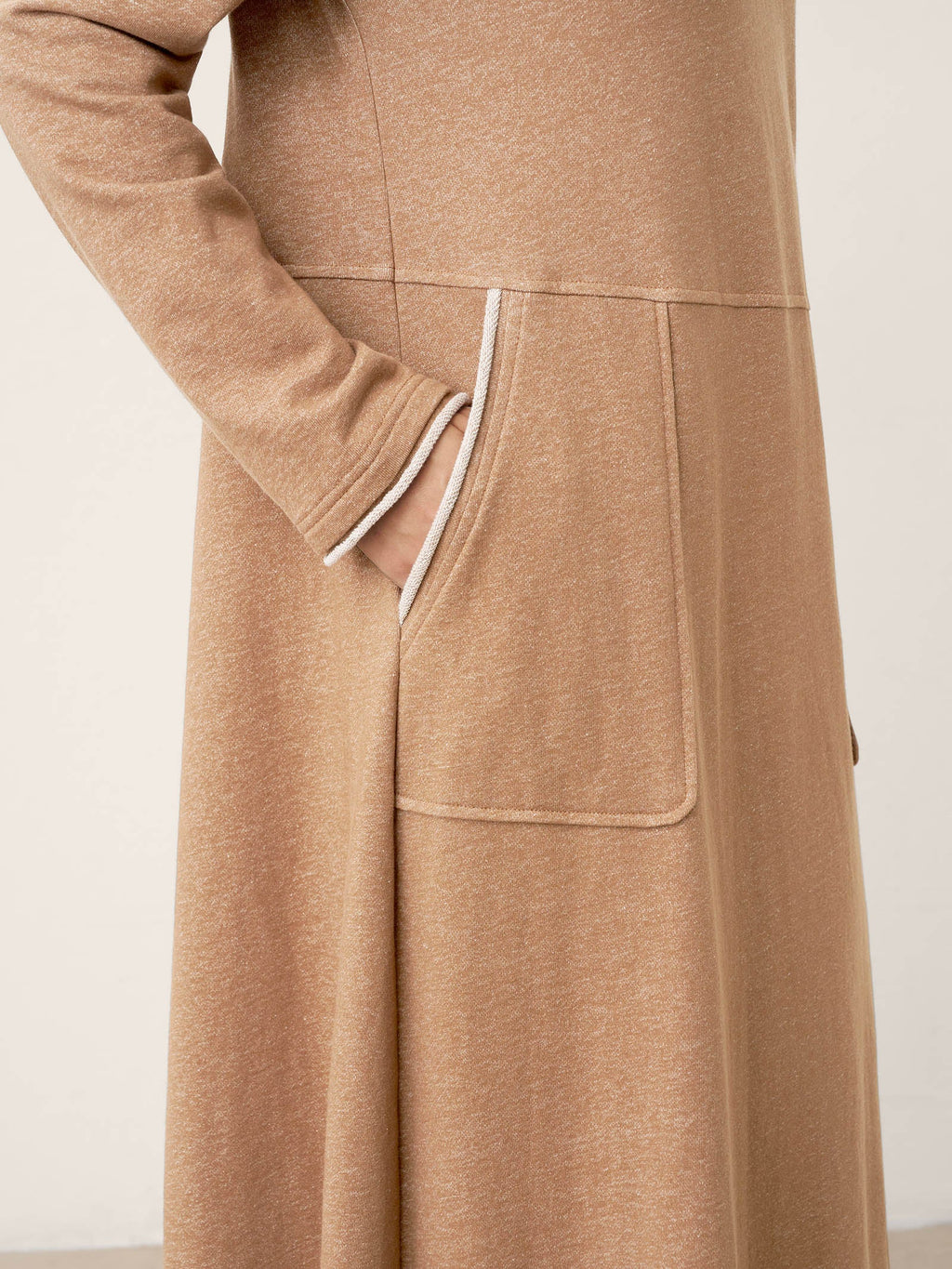 Linen Cotton Colorblock Trim Pocket Maxi Dress CLEMENTINE