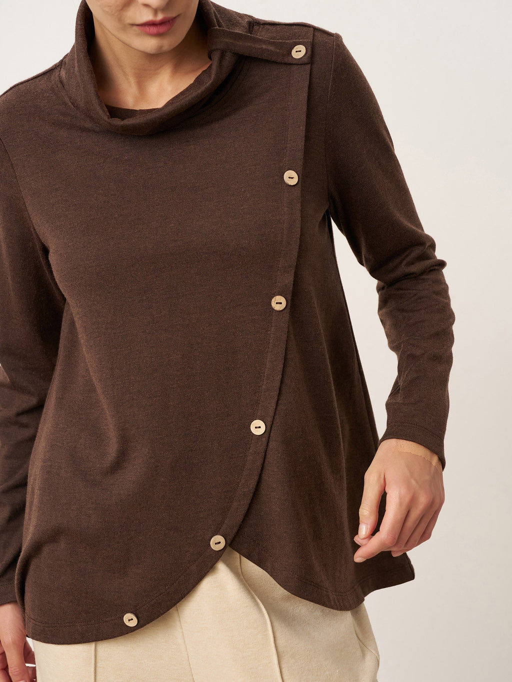 Wool Asymmetric Hem Long Sleeve Top CHARITY